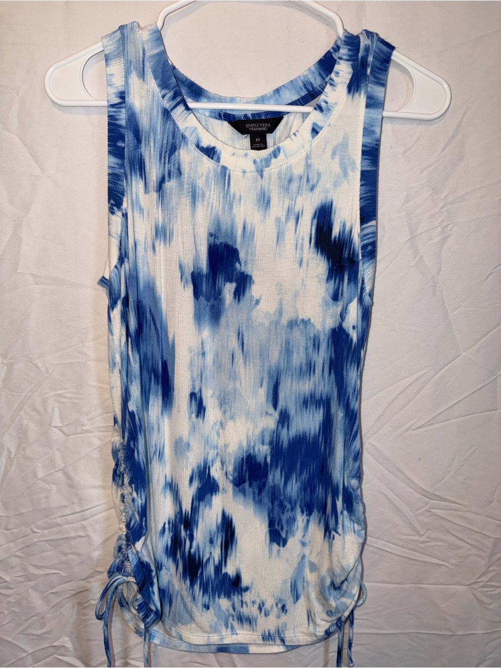 Simply Vera Vera Wang Blue and White Tie-Dye Tank Top